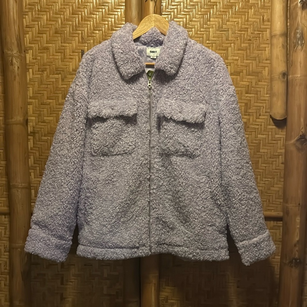 NWT Obey Brenda Cozy Pur in Purple Rose Teddy Bear Sherpa Jacket M / L - Picture 12 of 16